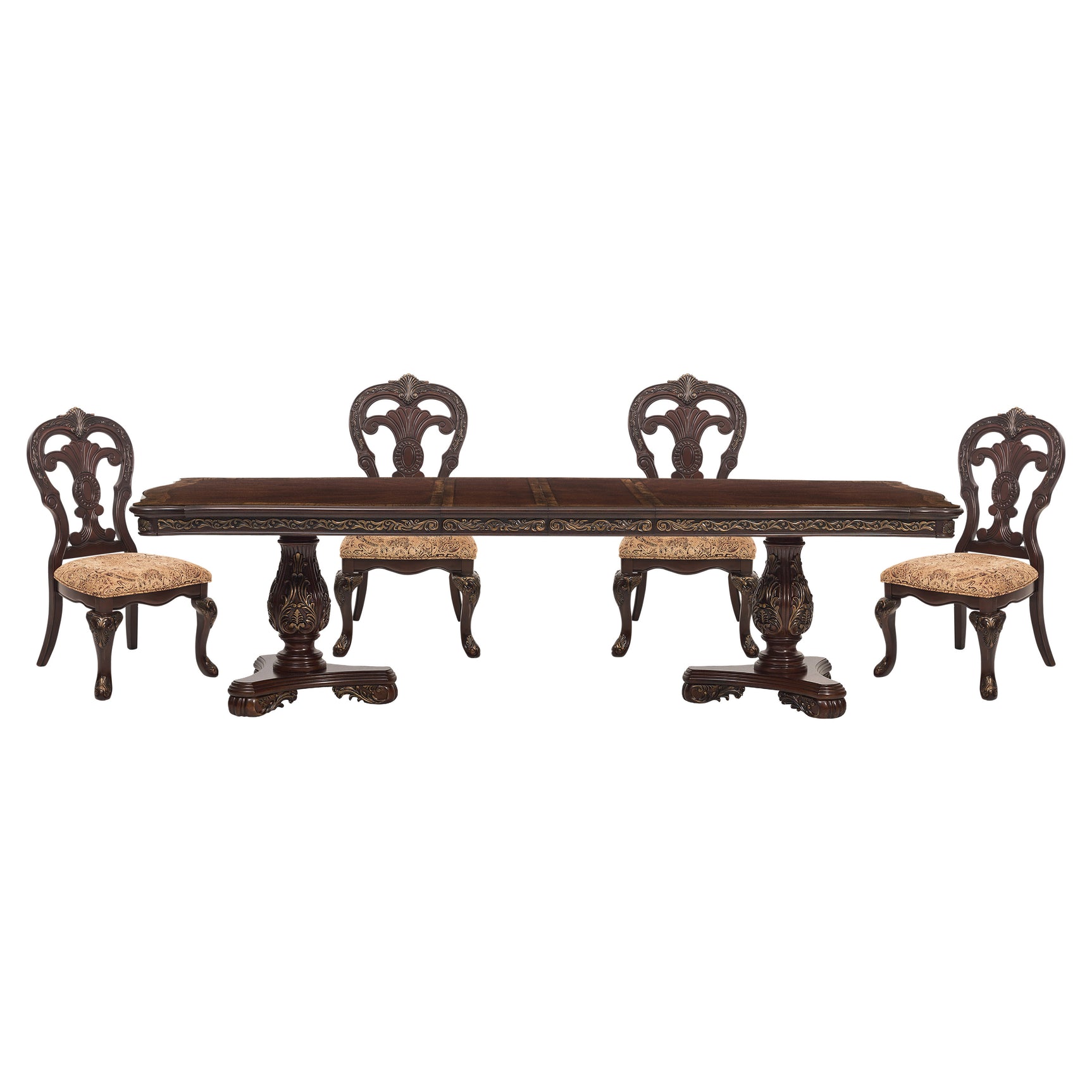 Deryn Park Cherry 5-piece Dinig Table Set - Ornate Home