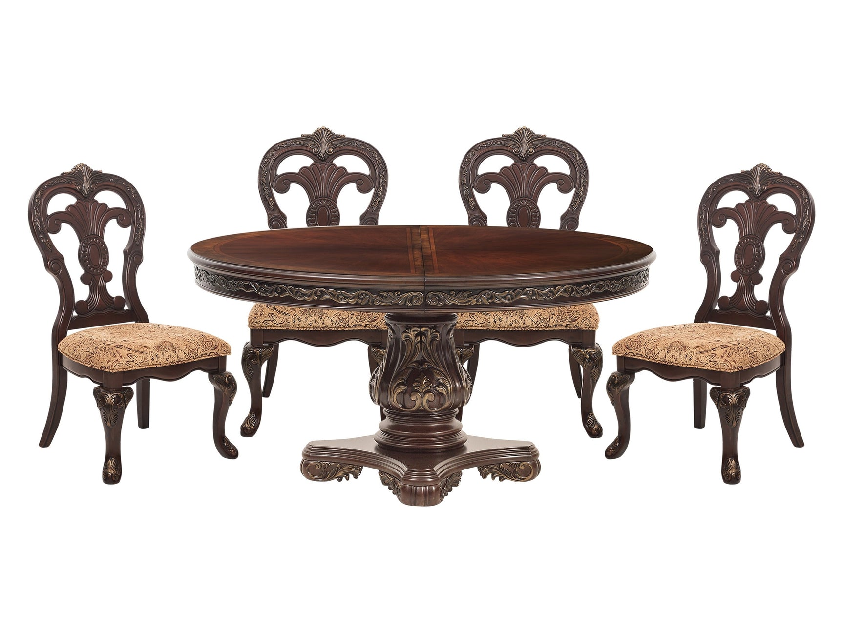 Deryn Park Cherry 5-piece Dinig Table Set - Ornate Home