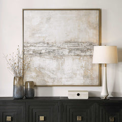 Desert Oasis Brown/Gray/White Abstract Canvas Art - Ornate Home