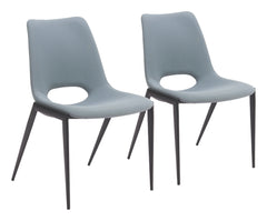 Desi Azure Gray Armless Dining Chair (Set of 2) - Ornate Home