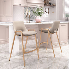 Desi Beige & Gold Counter Stool (Set of 2) - Ornate Home