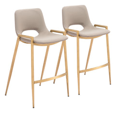 Desi Beige & Gold Counter Stool (Set of 2) - Ornate Home