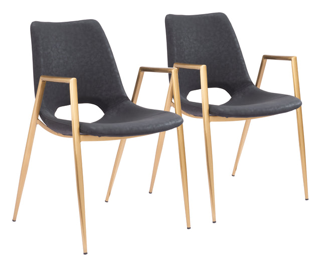 Desi Black & Gold Dining Chair (Set of 2) - Ornate Home