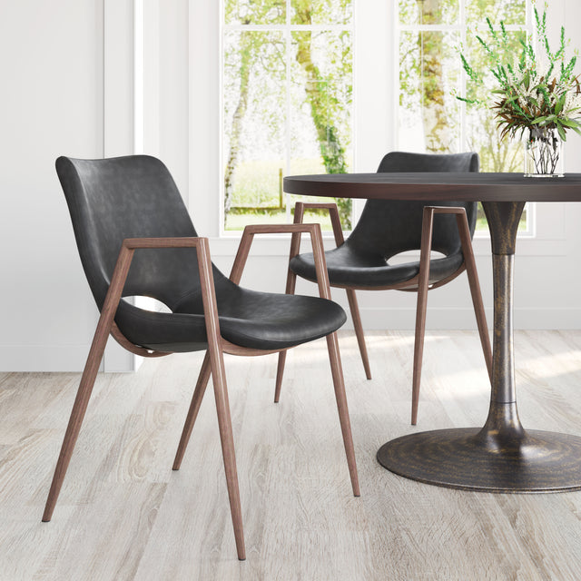 Desi Black & Walnut Dining Chair (Set of 2) - Ornate Home