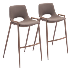 Desi Brown & Walnut Barstool (Set of 2) - Ornate Home