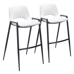 Desi White Barstool (Set of 2) - Ornate Home
