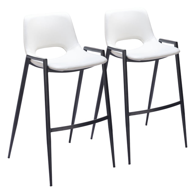 Desi White Barstool (Set of 2) - Ornate Home