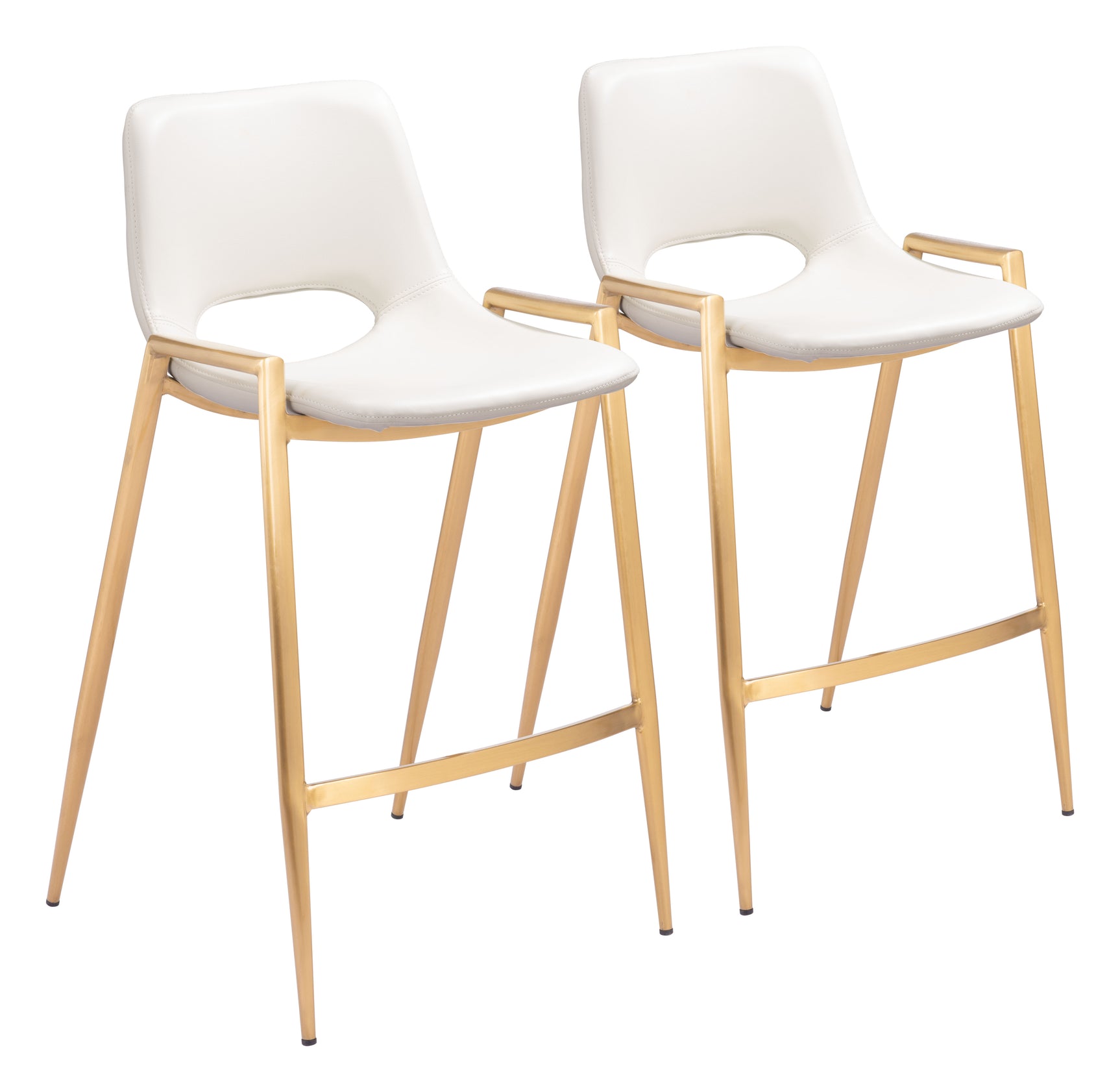 Desi White & Gold Counter Stool (Set of 2) - Ornate Home