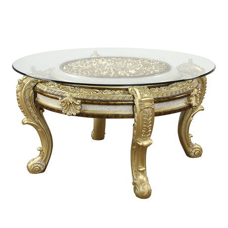 Desiderius Antique Gold Round Dining Table - Ornate Home