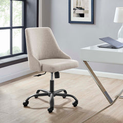 Designate Black/Beige Swivel Upholstered Office Chair - Ornate Home