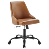 Designate Black/Tan Swivel Vegan Leather Office Chair - Ornate Home