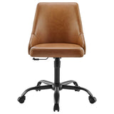 Designate Black/Tan Swivel Vegan Leather Office Chair - Ornate Home