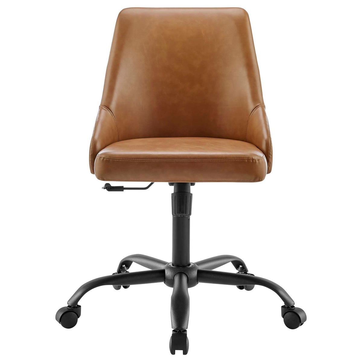 Designate Black/Tan Swivel Vegan Leather Office Chair - Ornate Home