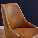 Designate Black/Tan Swivel Vegan Leather Office Chair - Ornate Home