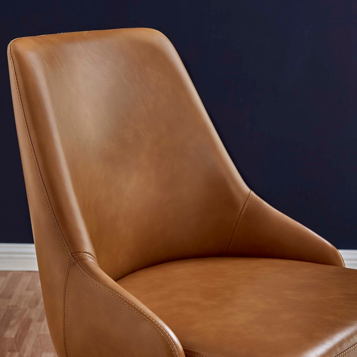 Designate Black/Tan Swivel Vegan Leather Office Chair - Ornate Home
