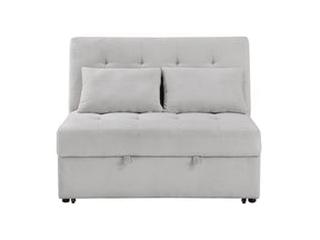 Desmond Gray Convertible Armless 2-Seater w/ Pull-Out Bed & Charging Ports - Ornate Home