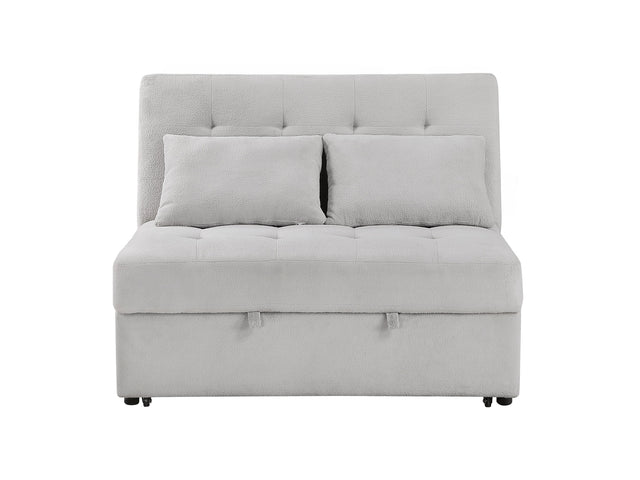 Desmond Gray Convertible Armless 2-Seater w/ Pull-Out Bed & Charging Ports - Ornate Home