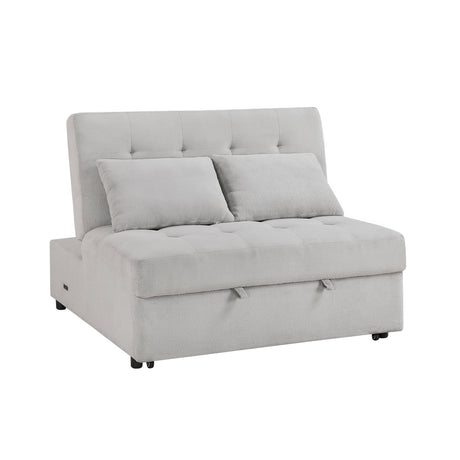 Desmond Gray Convertible Armless 2-Seater w/ Pull-Out Bed & Charging Ports - Ornate Home