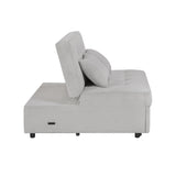 Desmond Gray Convertible Armless 2-Seater w/ Pull-Out Bed & Charging Ports - Ornate Home