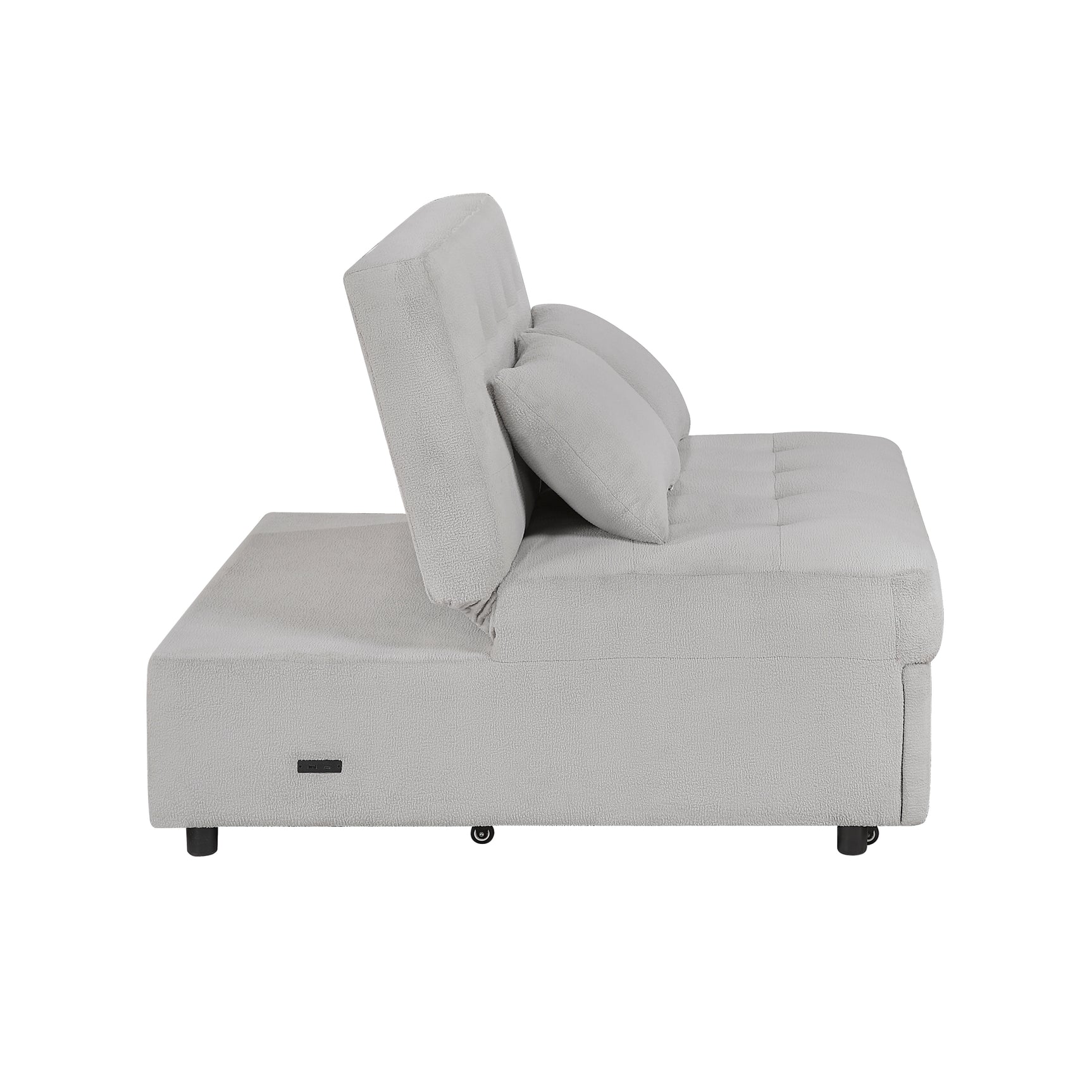 Desmond Gray Convertible Armless 2-Seater w/ Pull-Out Bed & Charging Ports - Ornate Home