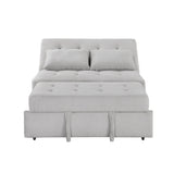 Desmond Gray Convertible Armless 2-Seater w/ Pull-Out Bed & Charging Ports - Ornate Home