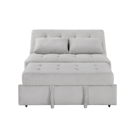 Desmond Gray Convertible Armless 2-Seater w/ Pull-Out Bed & Charging Ports - Ornate Home