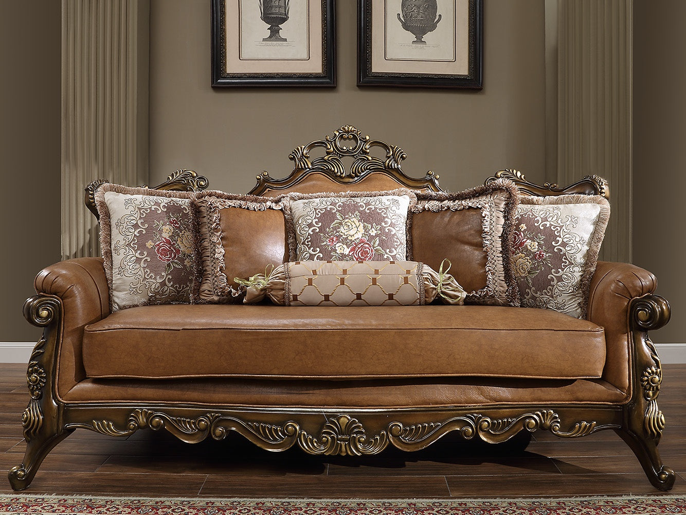 Despina Brown Cherry Sofa  / HD-555 - Ornate Home