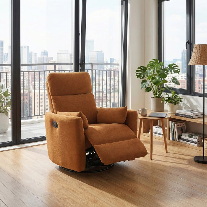 Desso Orange Swivel Glider Reclining Chair - Ornate Home