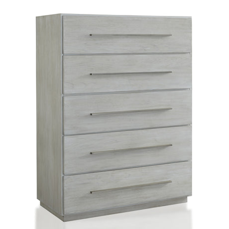 Destination Five Drawer Chest in Cotton Grey - Ornate Home