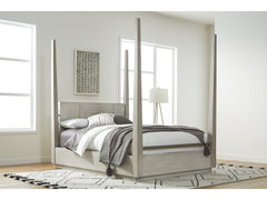 Destination Wood Queen Poster Bed in Cotton Grey - Ornate Home