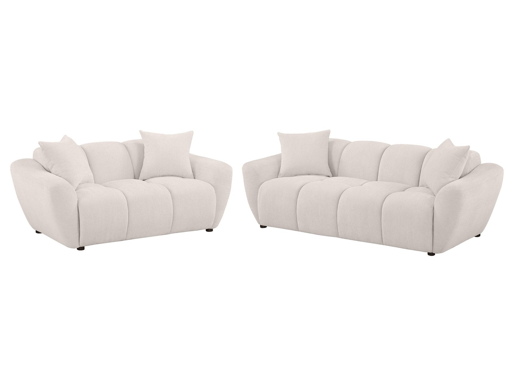 Destino Greige 2-piece Chenille Splayed Arm Sofa Set - Ornate Home