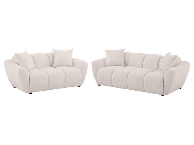 Destino Greige 2-piece Chenille Splayed Arm Sofa Set - Ornate Home