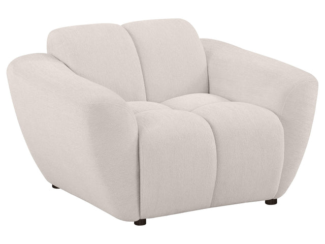 Destino Greige Chenille Upholstered Splayed Arm Accent Chair - Ornate Home