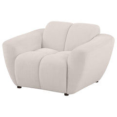 Destino Greige Chenille Upholstered Splayed Arm Accent Chair - Ornate Home