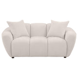 Destino Greige Chenille Upholstered Splayed Arm Loveseat - Ornate Home
