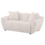 Destino Greige Chenille Upholstered Splayed Arm Loveseat - Ornate Home