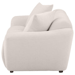 Destino Greige Chenille Upholstered Splayed Arm Loveseat - Ornate Home