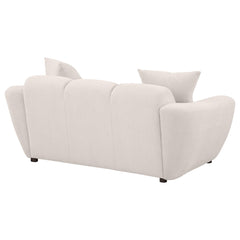 Destino Greige Chenille Upholstered Splayed Arm Loveseat - Ornate Home