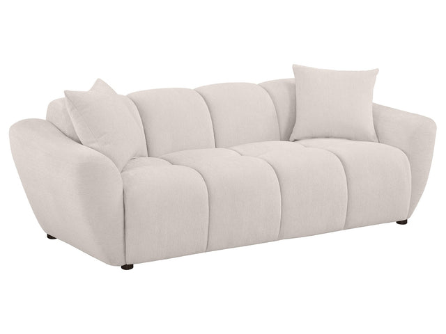 Destino Greige Chenille Upholstered Splayed Arm Sofa - Ornate Home