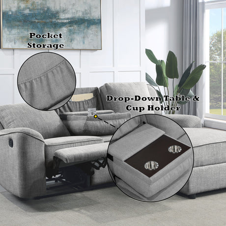 Destiny Gray Motion Sectional Sofa - Ornate Home