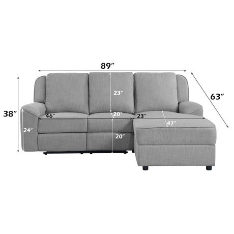 Destiny Gray Motion Sectional Sofa - Ornate Home