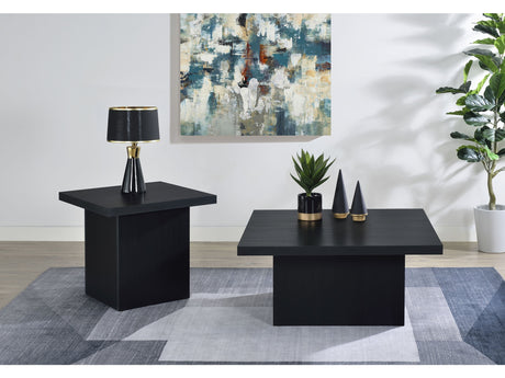 Devar Black 2-piece Square Cocktail Coffee End Table Set - Ornate Home