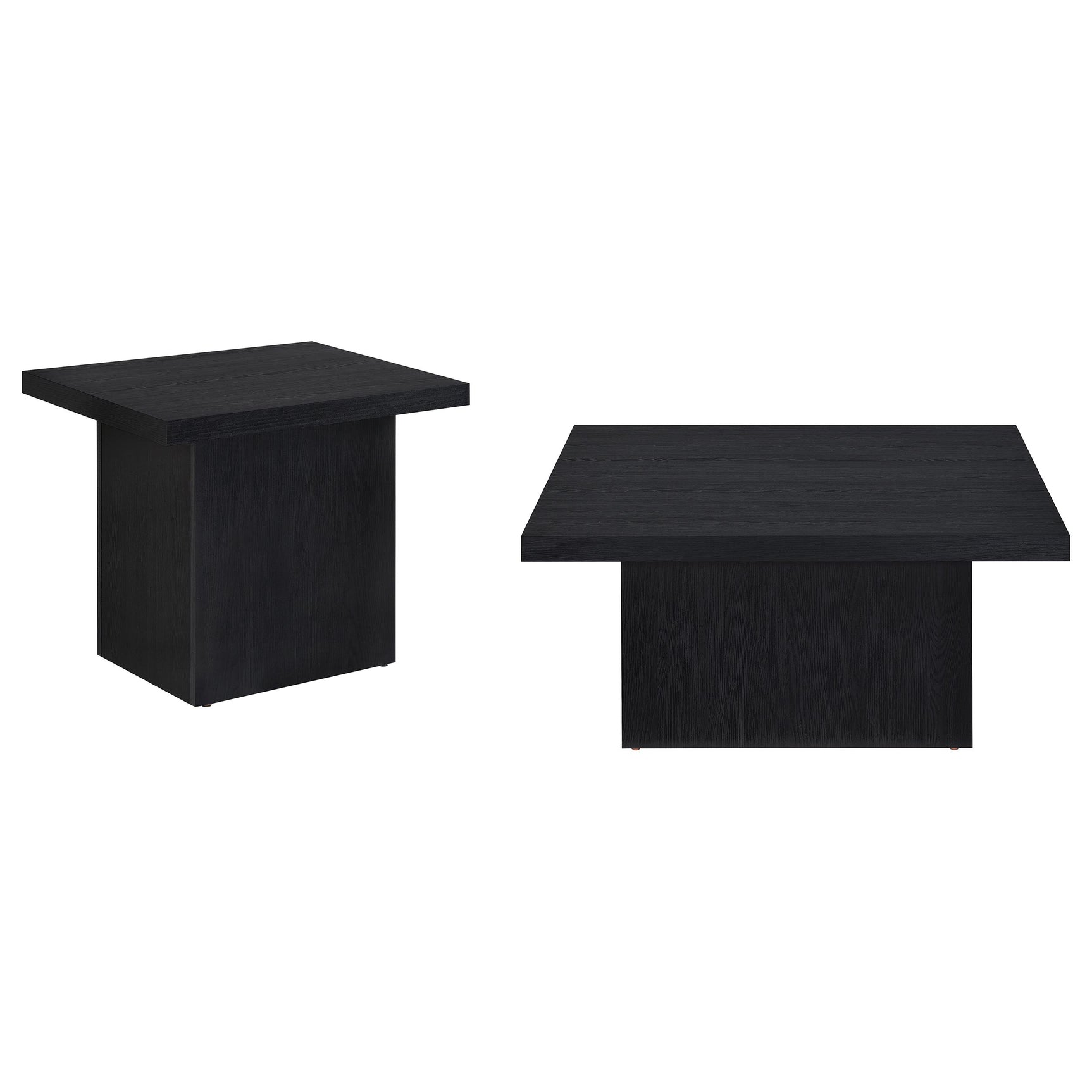 Devar Black 2-piece Square Cocktail Coffee End Table Set - Ornate Home