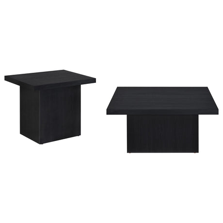 Devar Black 2-piece Square Cocktail Coffee End Table Set - Ornate Home