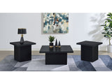 Devar Black 3-piece Square Cocktail Coffee End Table Set - Ornate Home