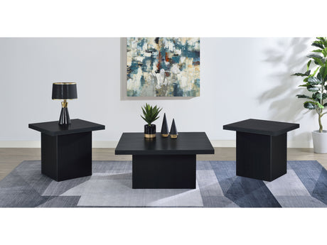Devar Black 3-piece Square Cocktail Coffee End Table Set - Ornate Home