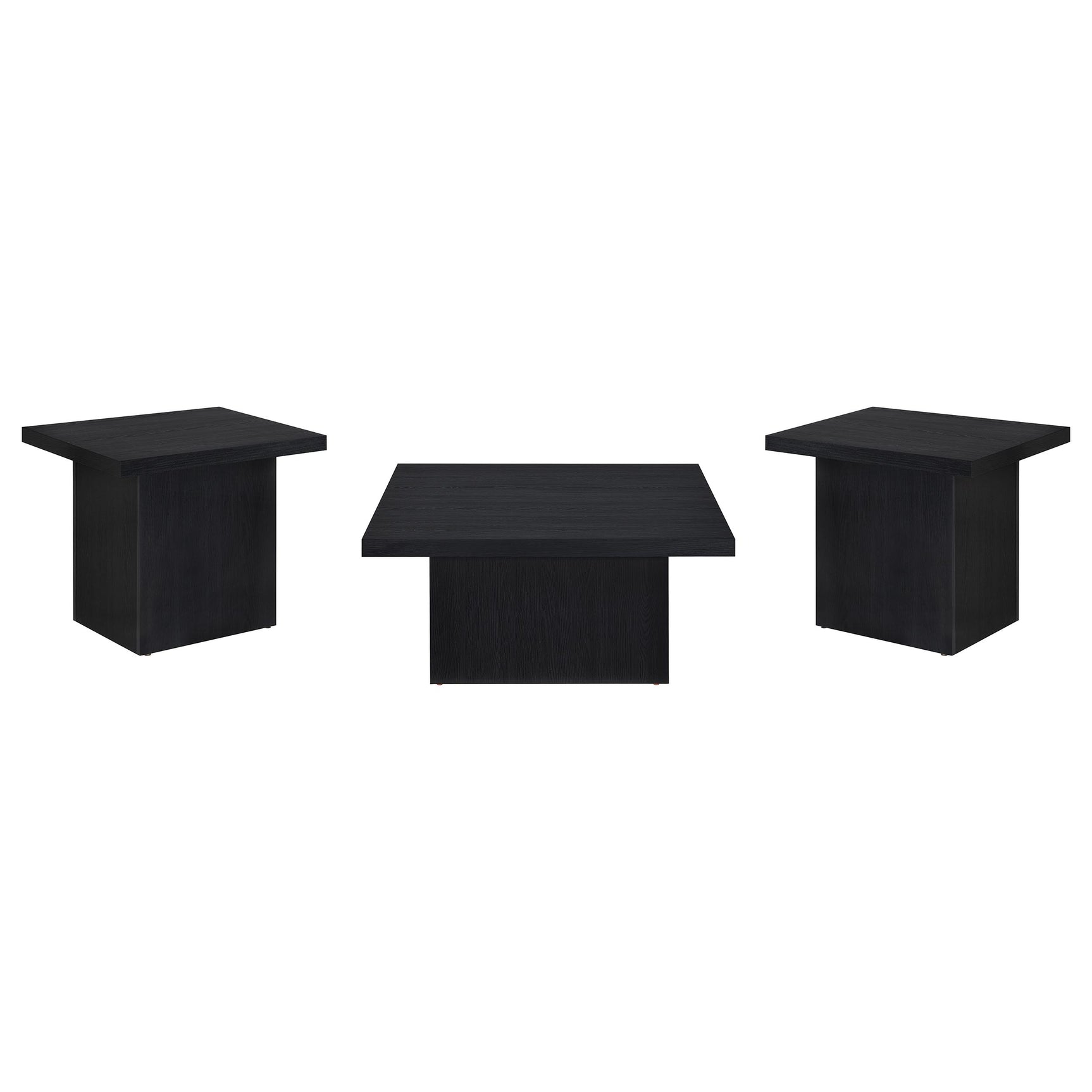 Devar Black 3-piece Square Cocktail Coffee End Table Set - Ornate Home