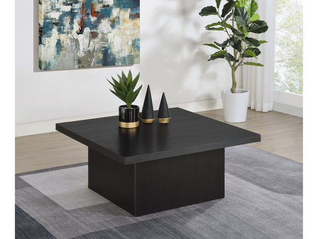 Devar Black Square Engineered Wood Cocktail Coffee Table - Ornate Home