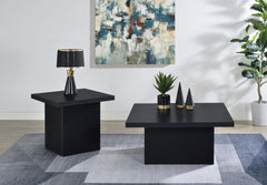 Devar Black Square Engineered Wood Cocktail Coffee Table - Ornate Home