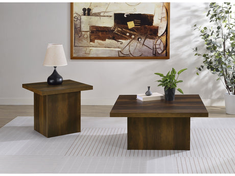 Devar Dark Pine 2-piece Square Coffee and End Table Set - Ornate Home